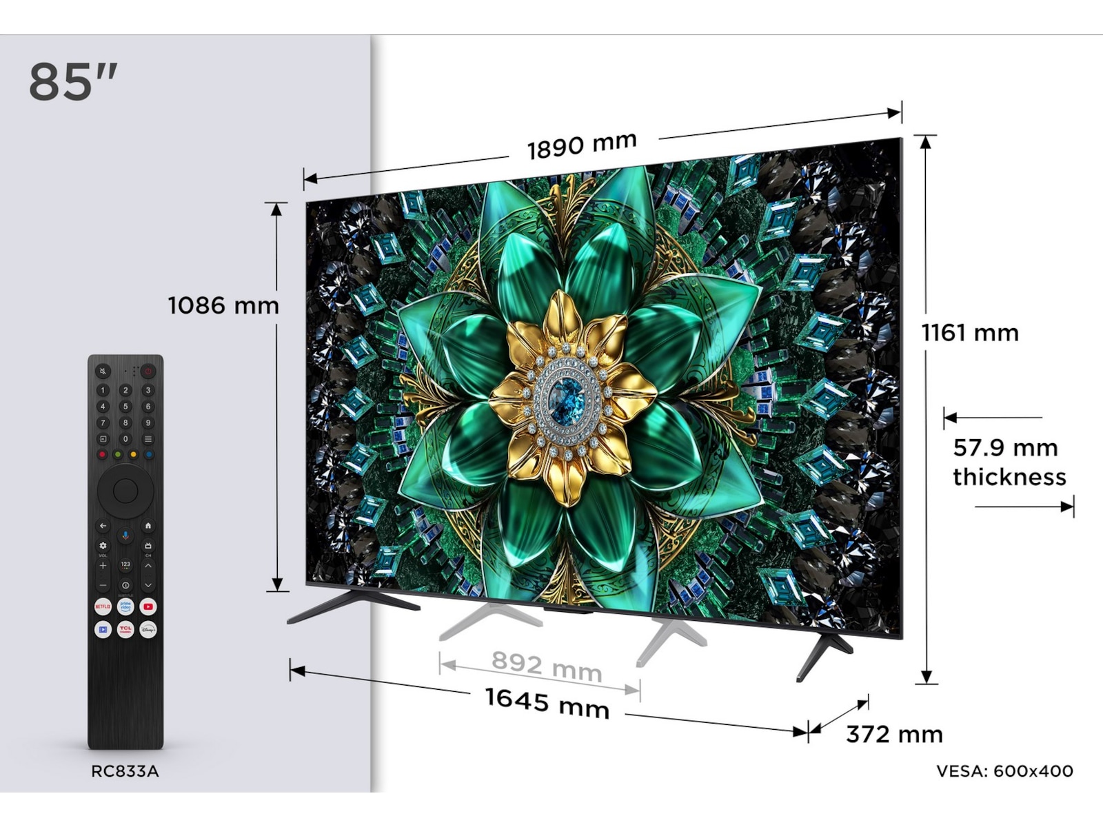 TCL 85" Q6C Premium QD-MiniLED TV (2026) Over 80 tommer TV