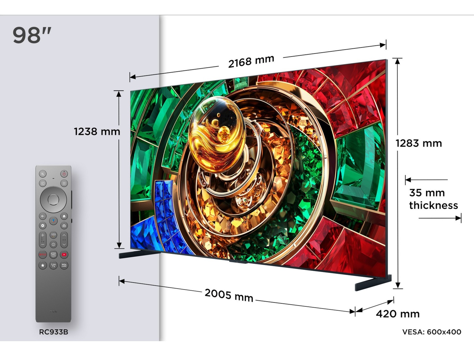 TCL RM9L 98” RGB-Mini LED 4k Smart TV (2026) Over 80 tommer TV