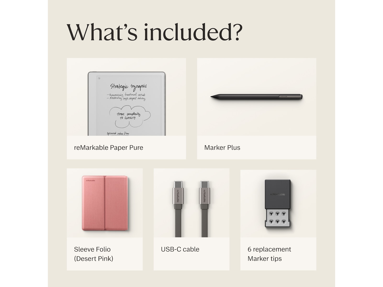 reMarkable Paper Pure 10,3" + Marker Plus + Sleeve Folio (desert pink) Digitale paper