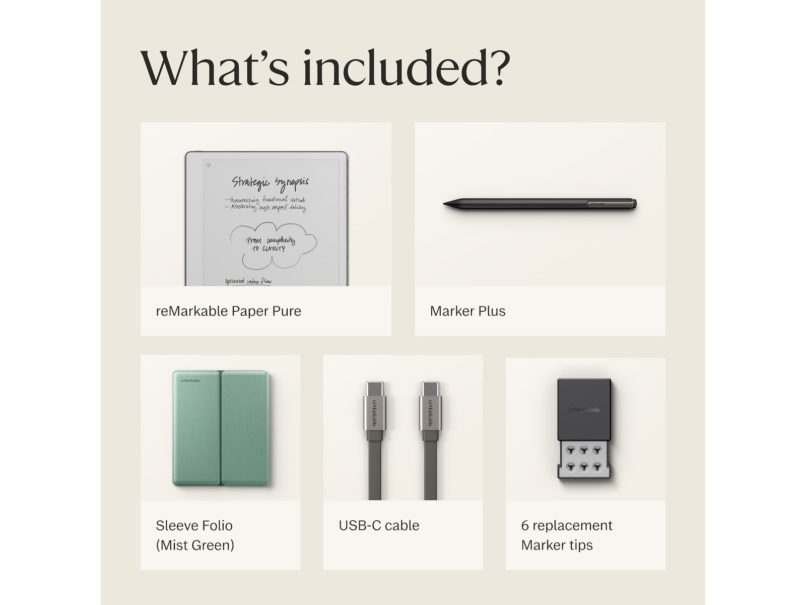 reMarkable Paper Pure 10,3" + Marker Plus + Sleeve Folio (mist green) Digitale paper