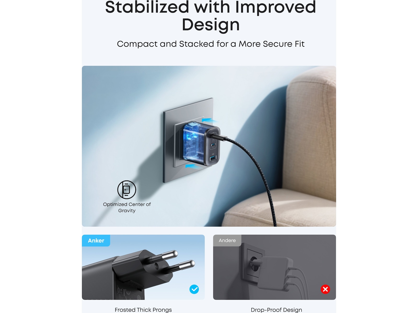 Anker Nano 70W Vægoplader (sort) Mobilopladere