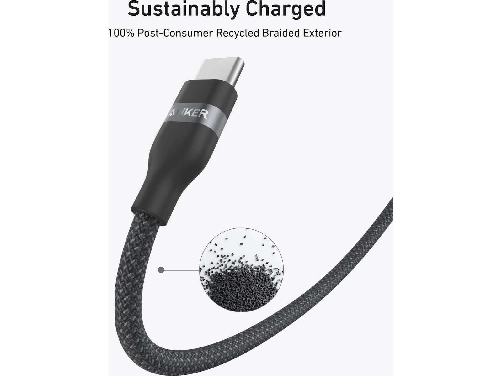 Anker 240W USB-C flettet kabel 1m (sort) USB-kabler