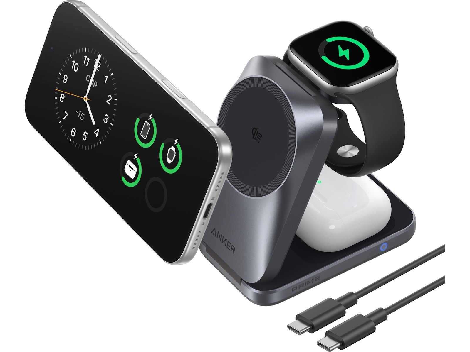 Anker MagGo 3-in-1 trådløs ladestation (sort) Ladestation