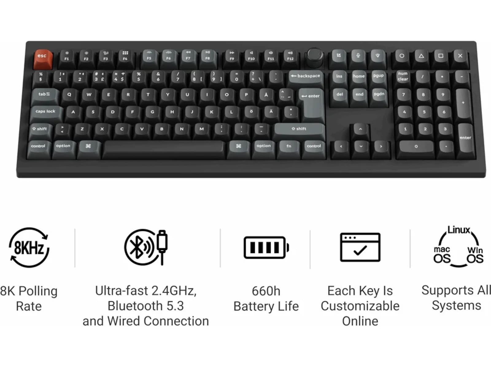 Keychron V6 Ultra 100% 8K Brown Trådløst Gamingtastatur Gamingkeyboard