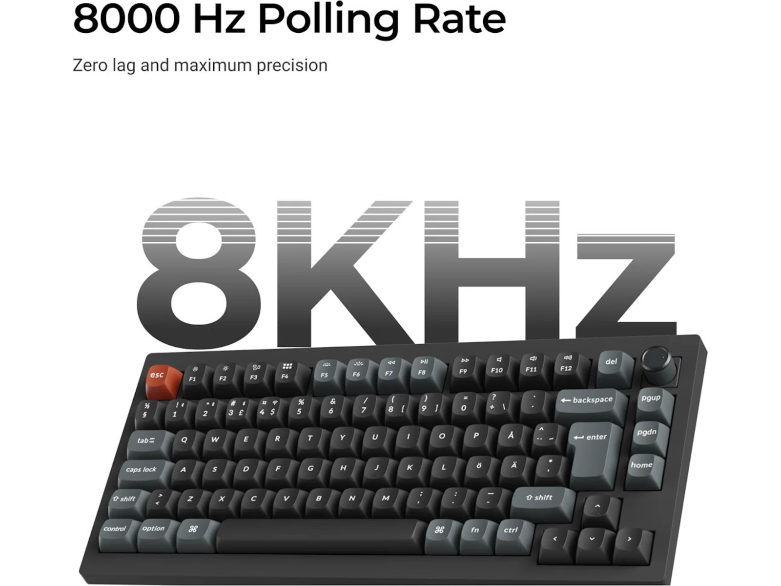 Keychron V1 Ultra 75% 8K Red Trådløst Gamingtastatur Gamingkeyboard