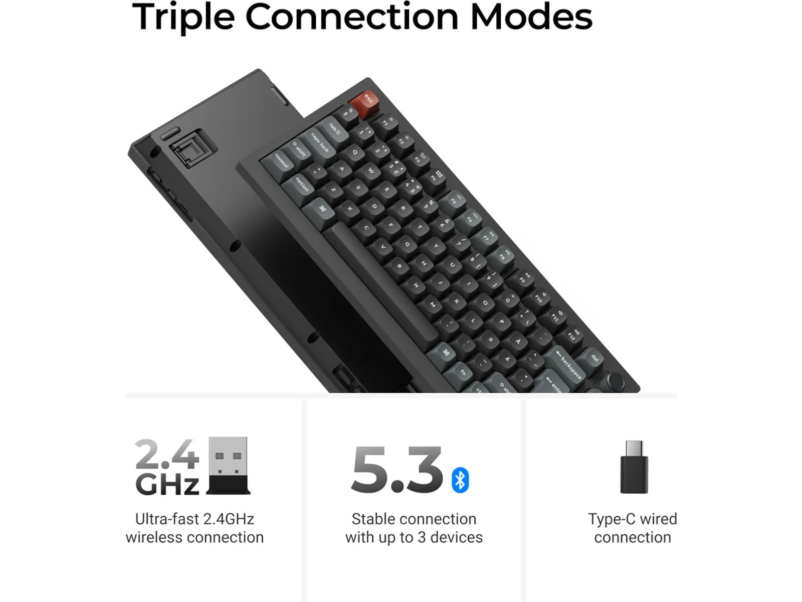 Keychron V1 Ultra 75% 8K Red Trådløst Gamingtastatur Gamingkeyboard