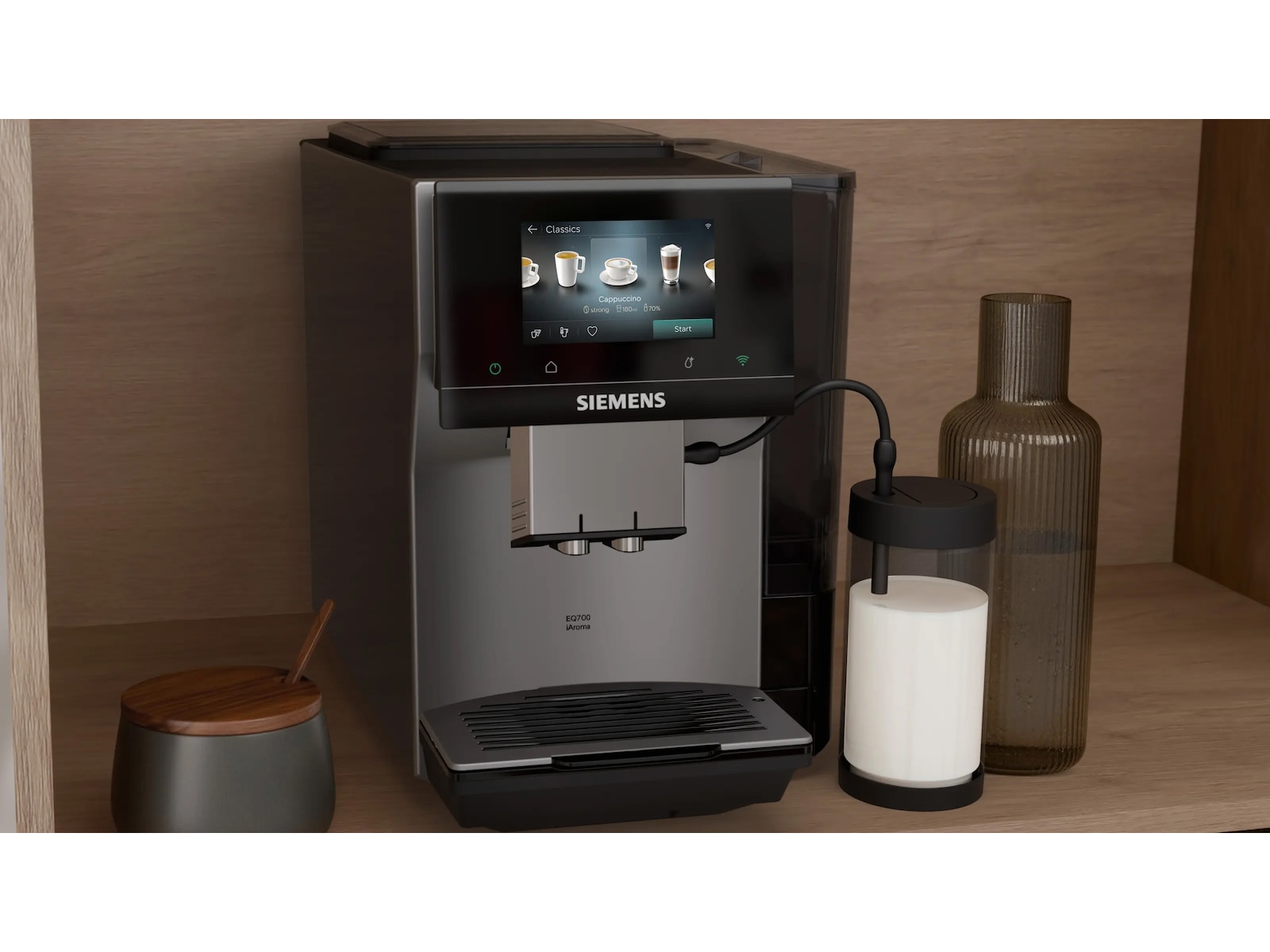 Siemens EQ700 iAroma Helautomatisk kaffemaskine Inox (sølv metallic) Espressomaskiner