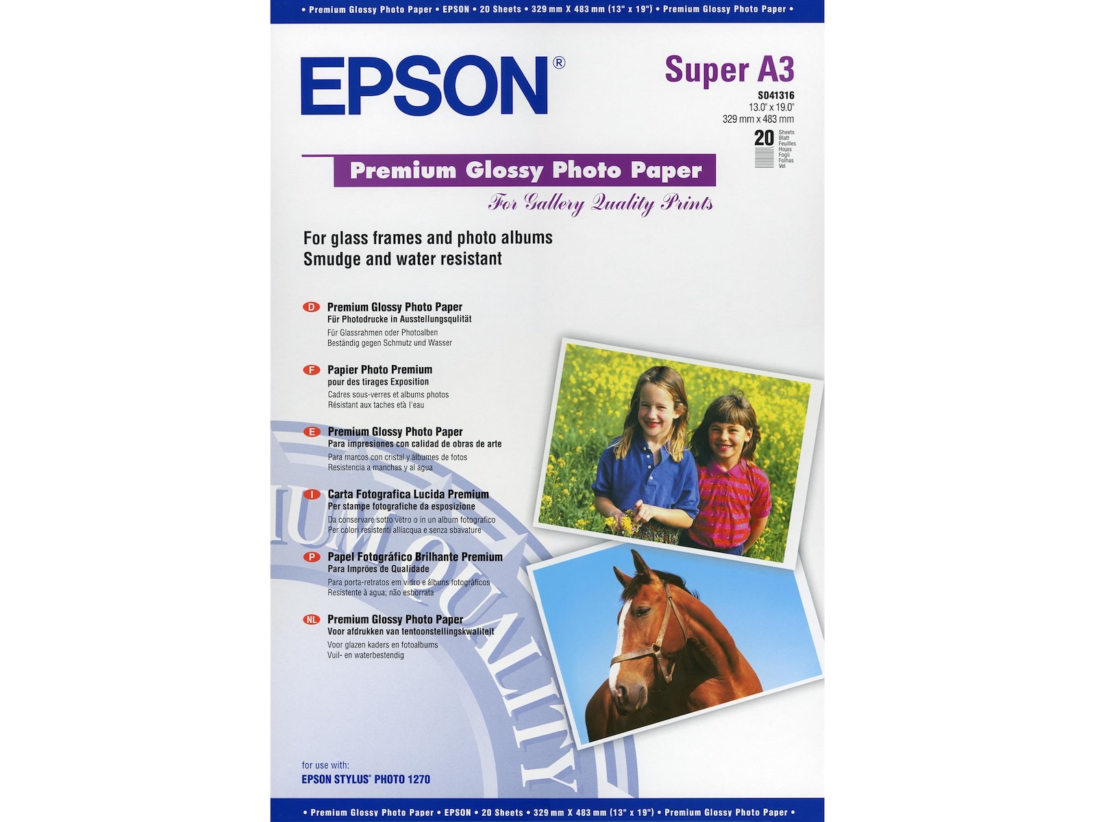 Epson Premium Glossy Photo Paper A3+ Papir