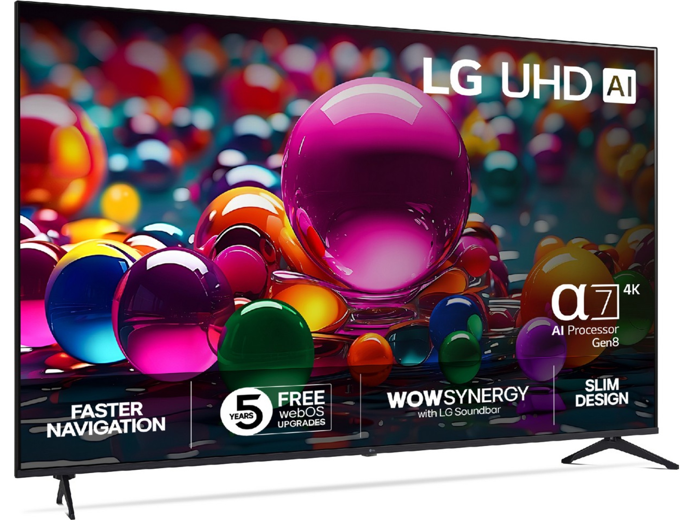 LG 86'' UA75 AI 4k Smart TV (2025) + NS60 Soundbar Over 80 tommer TV