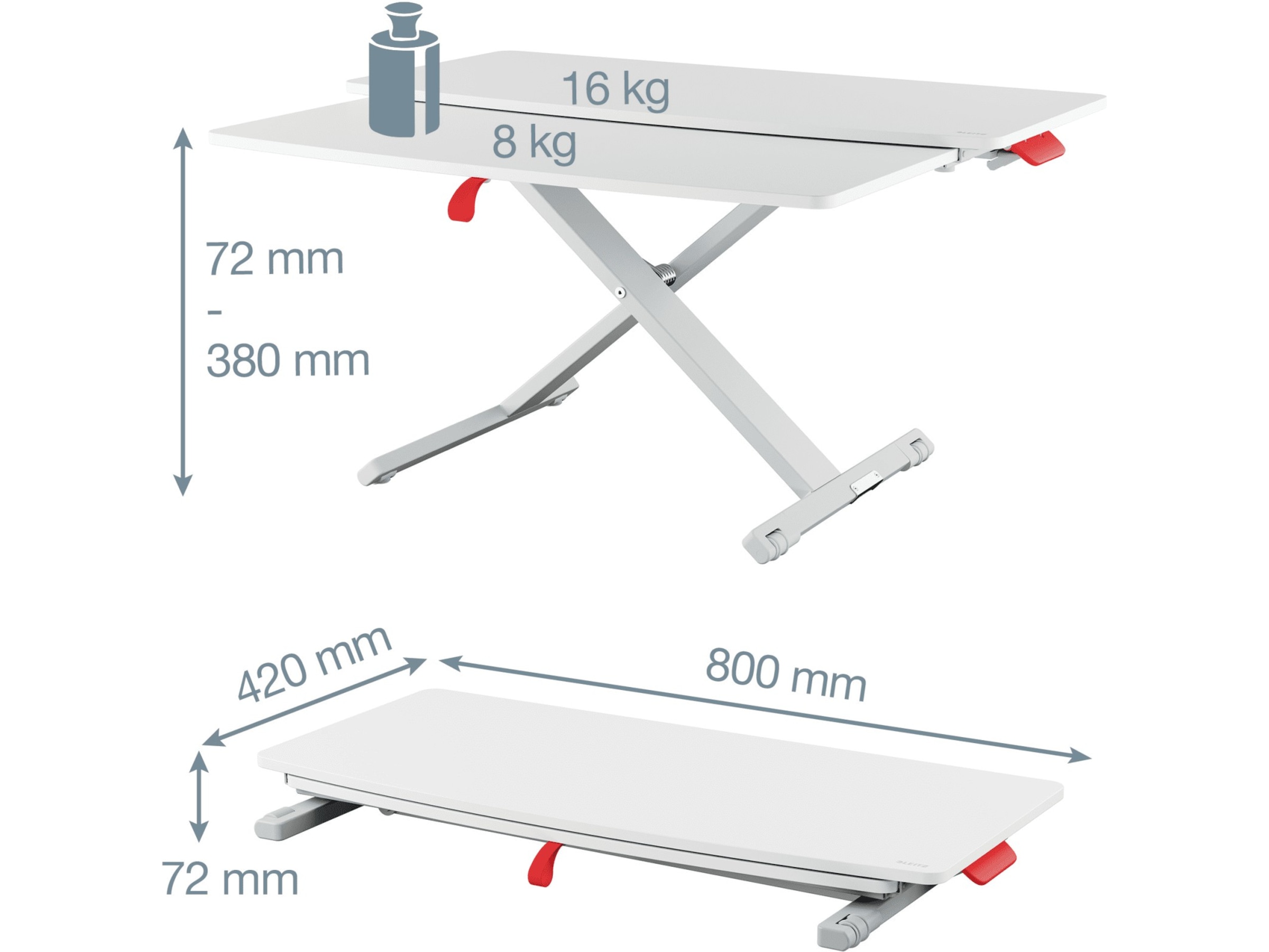Leitz Ergo Cozy Justerbart PC bord m/plade (hvid) Bærbar stativ