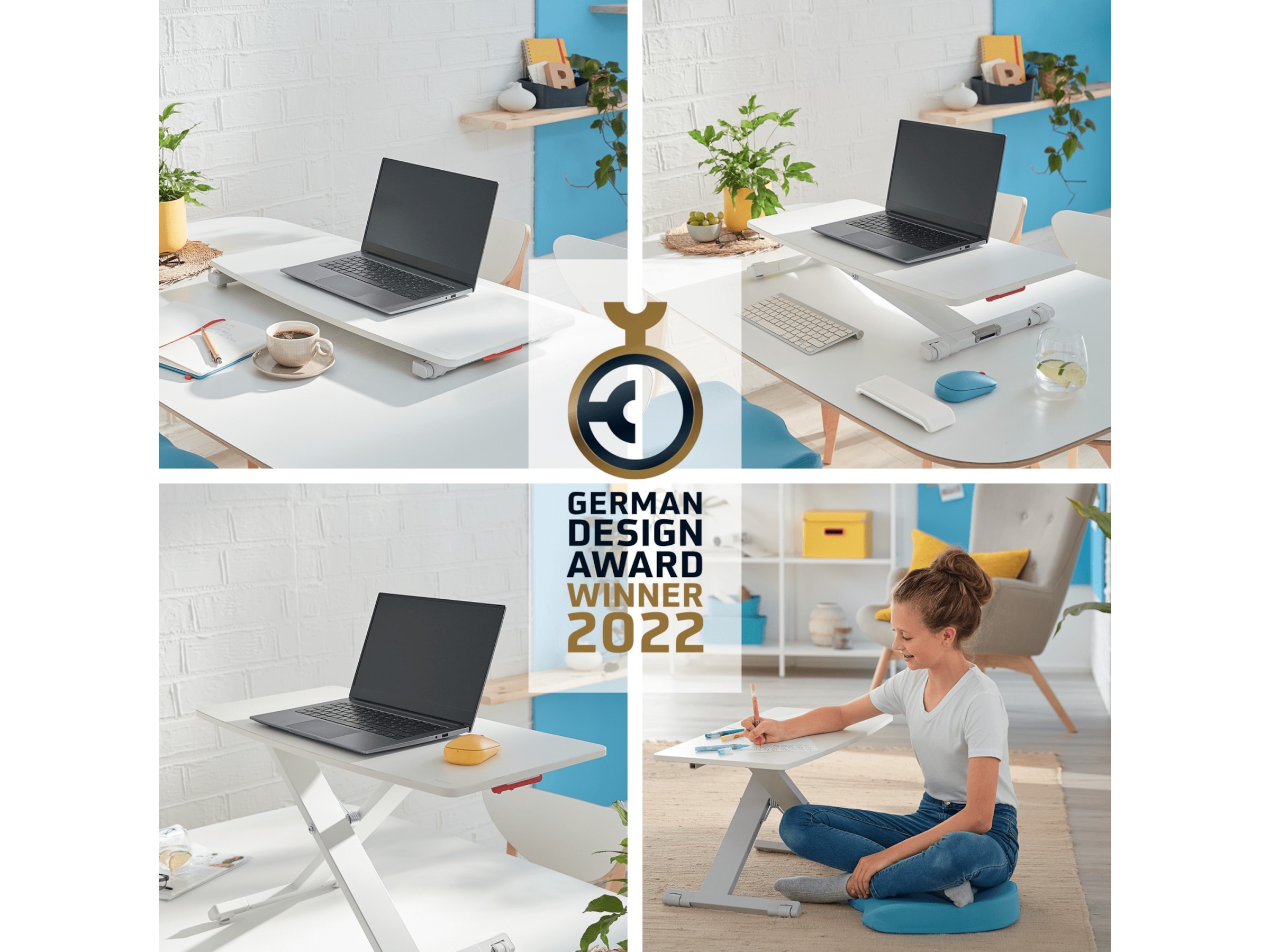 Leitz Ergo Cozy Justerbart PC bord m/plade (hvid) Bærbar stativ