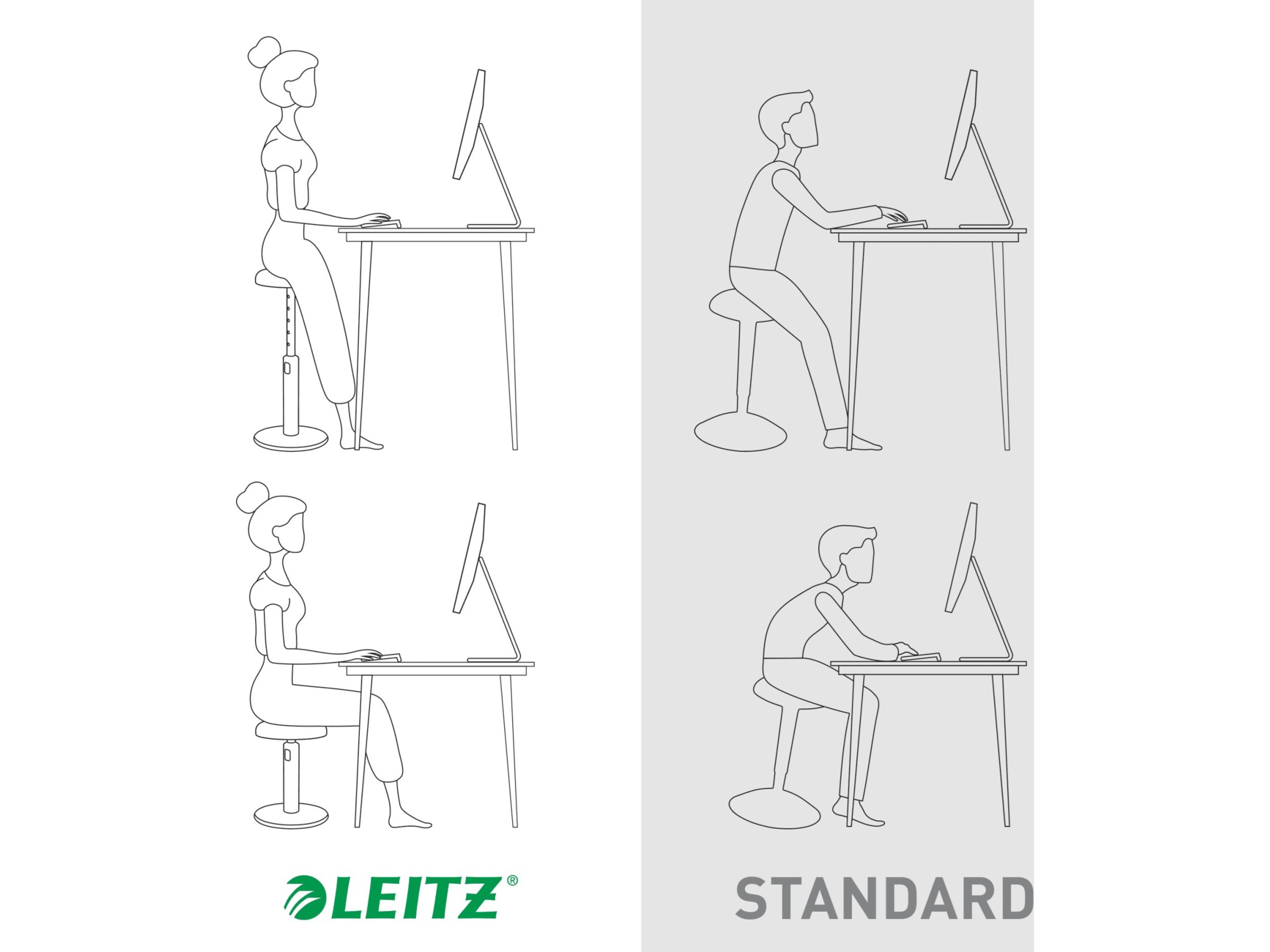Leitz Ergo Cosy Active Sit Stand Balance Stol (grå) Kontorstole