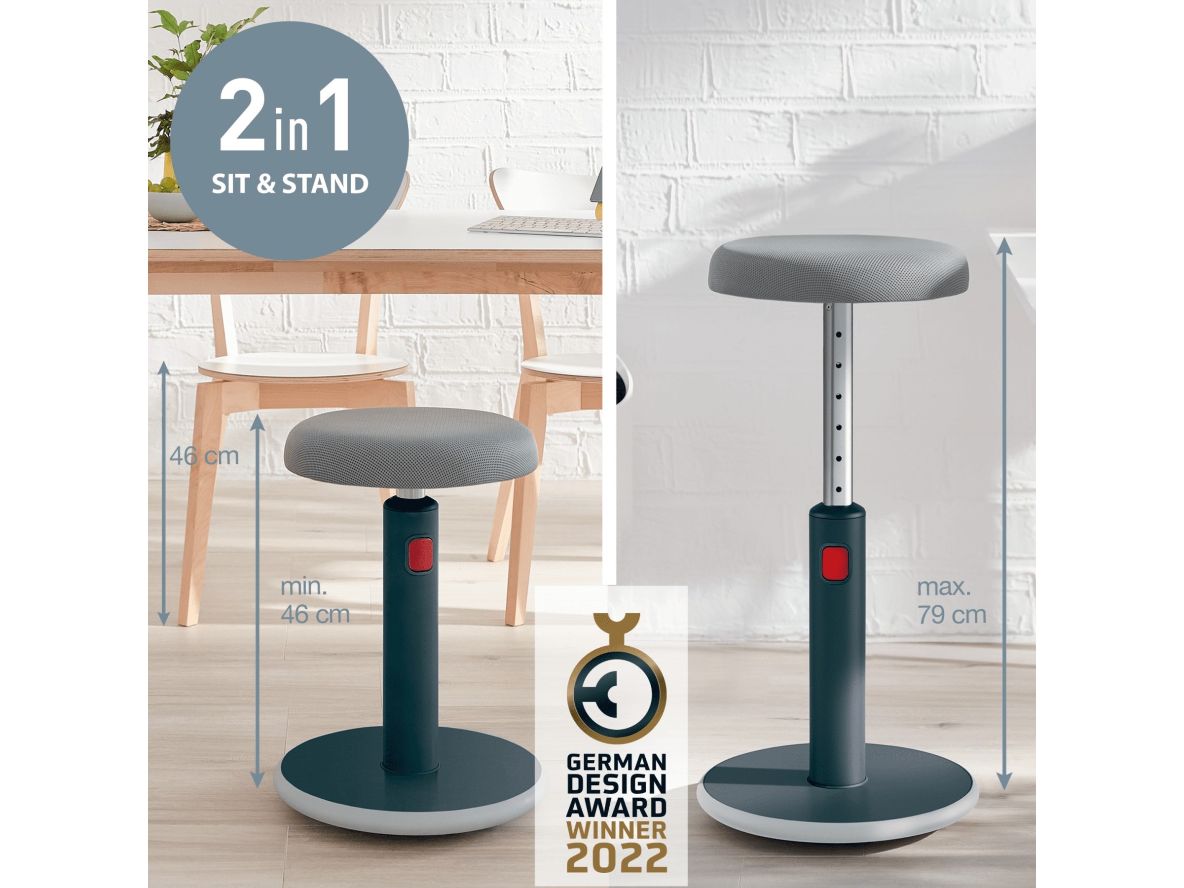 Leitz Ergo Cosy Active Sit Stand Balance Stol (grå) Kontorstole