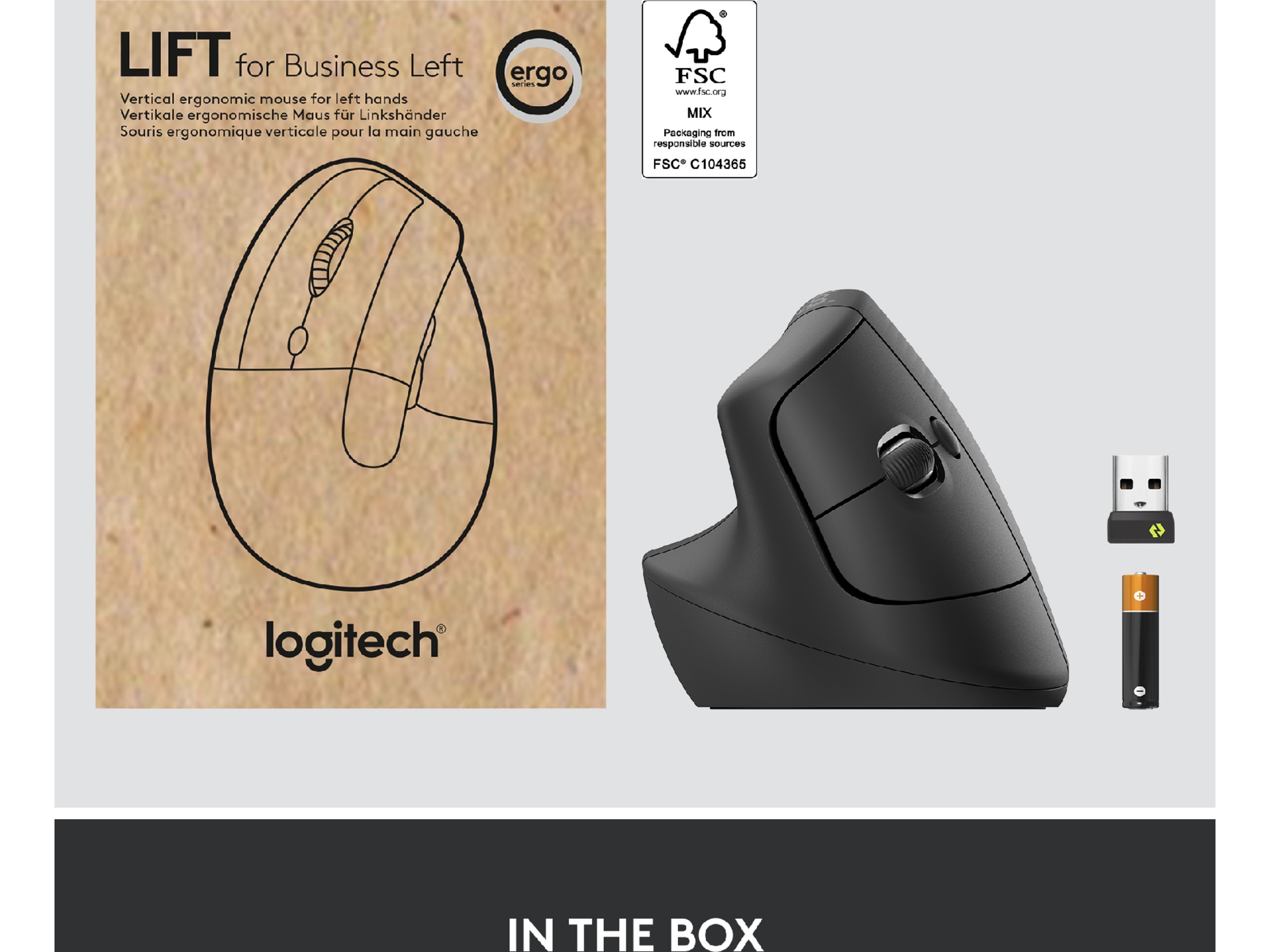 Logitech Lift Vertikal Business Venstre mus (graphite) Mus