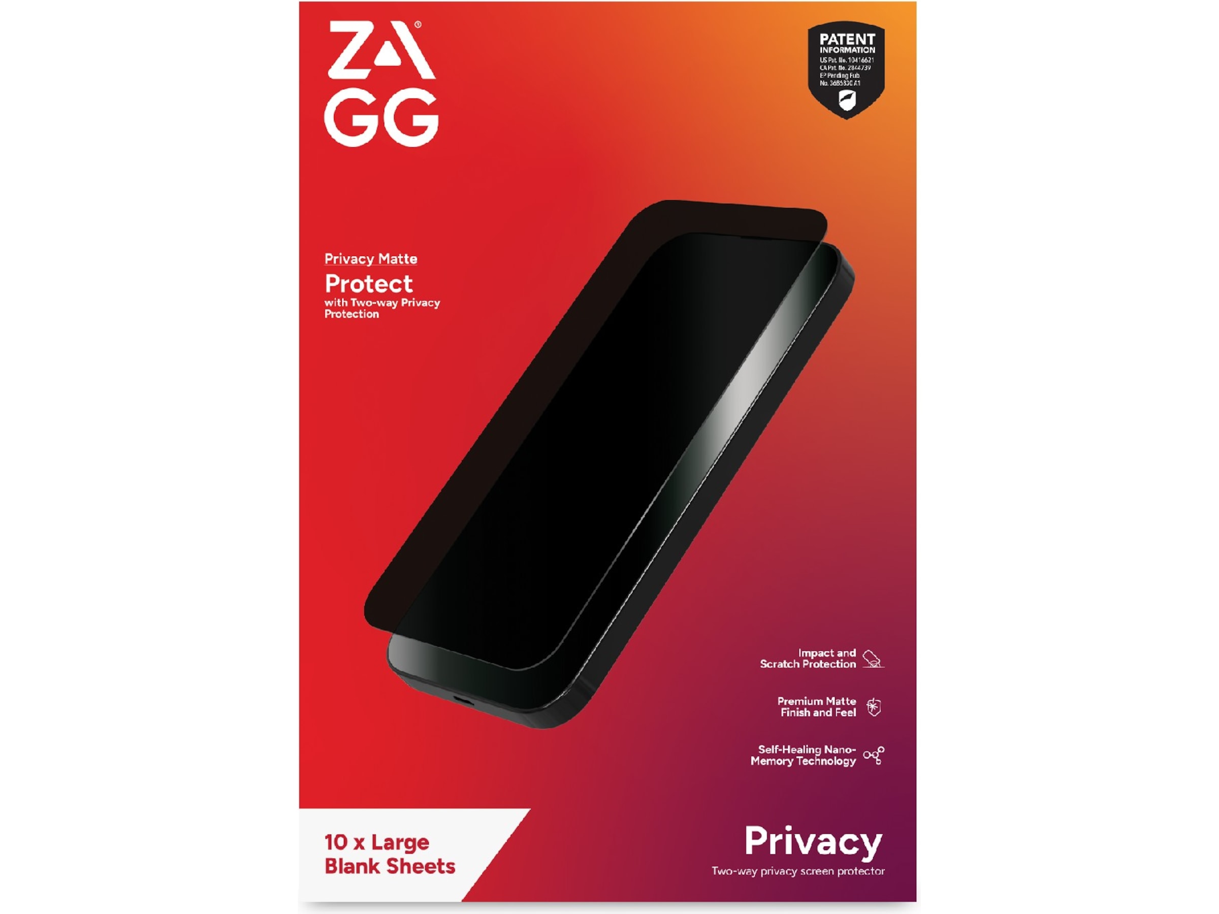 Zagg Privacy Filter Matte Skærmbeskytter - Large Skærmbeskyttelse tablet