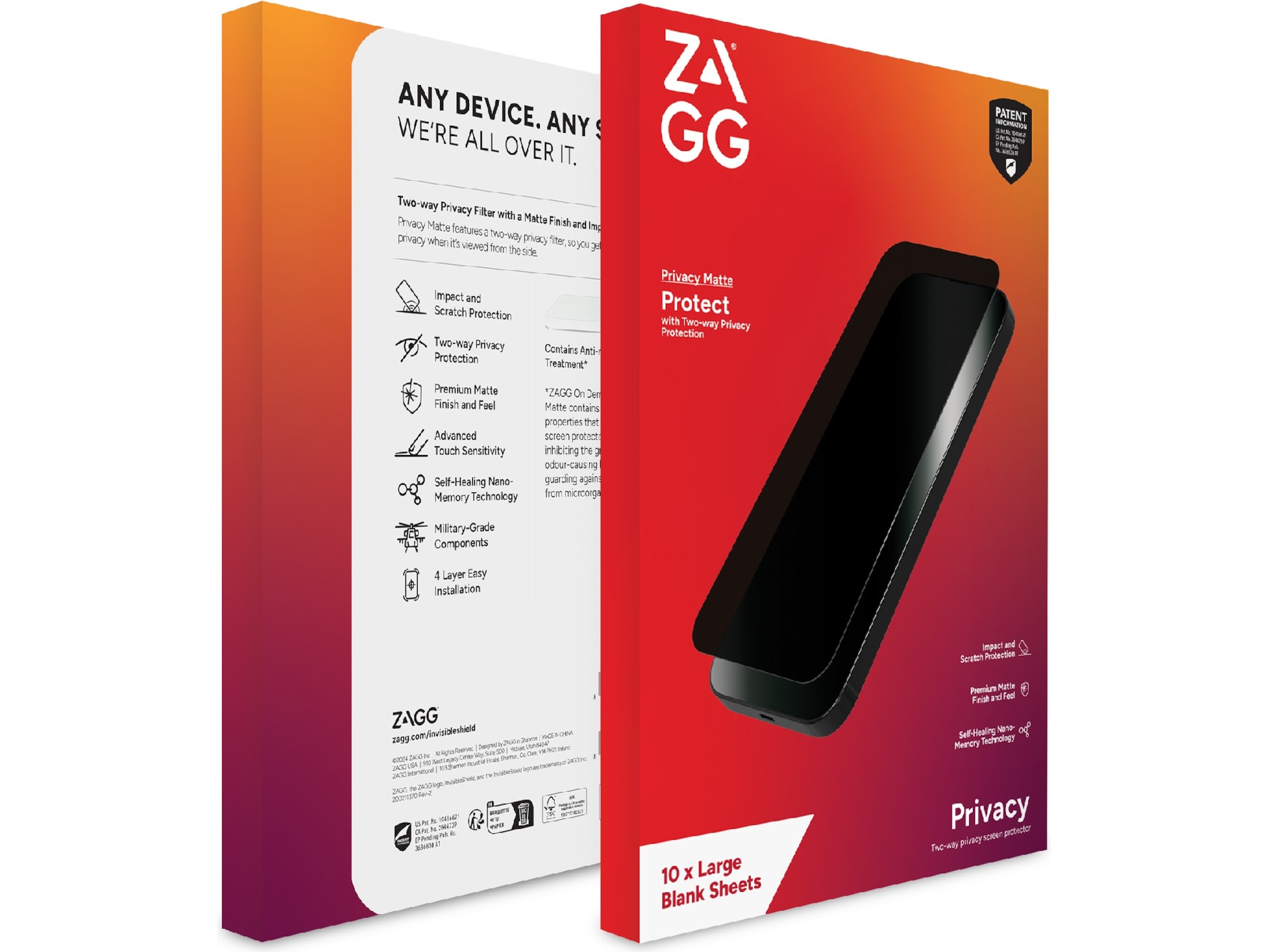 Zagg Privacy Filter Matte Skærmbeskytter - Large Skærmbeskyttelse tablet