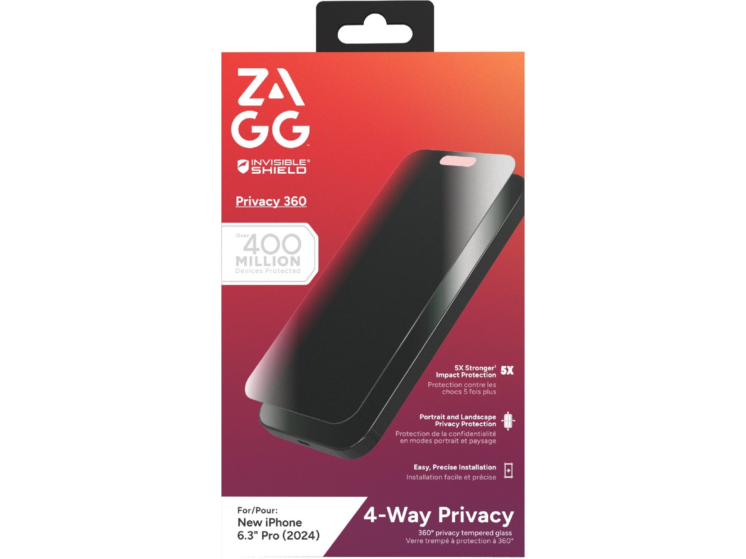 InvisibleShield Glass Elite iPhone 16 Pro Privacy 360 Skærmbeskytter Skærmbeskyttelse mobiltelefon