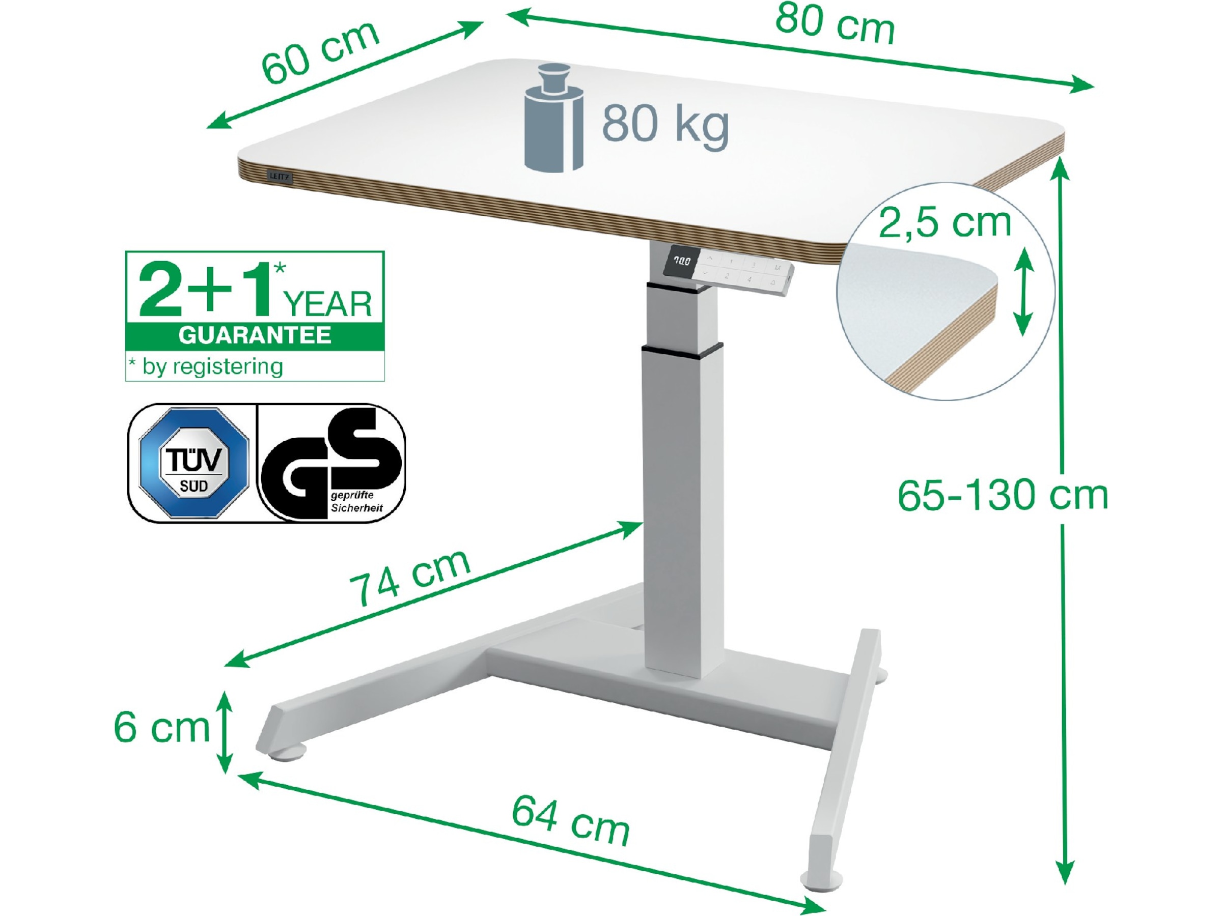 Leitz Ergo Hæve-Sænke Skrivebord, elektrisk, med påmindelse at stå op Aktivitetsborde