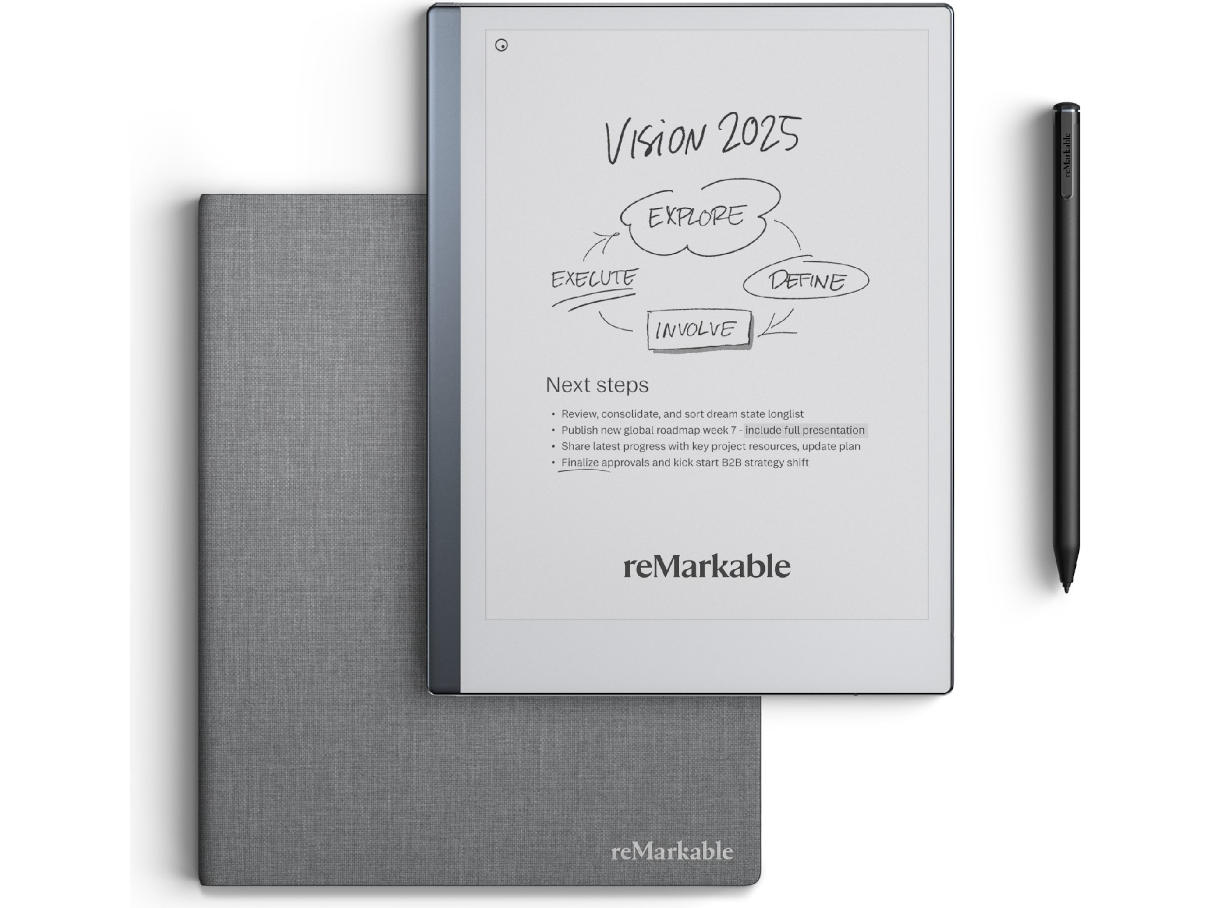 reMarkable 2 10,3" 8GB inkl. Marker Plus og Book Folio (grå polymervæv) Digitale paper