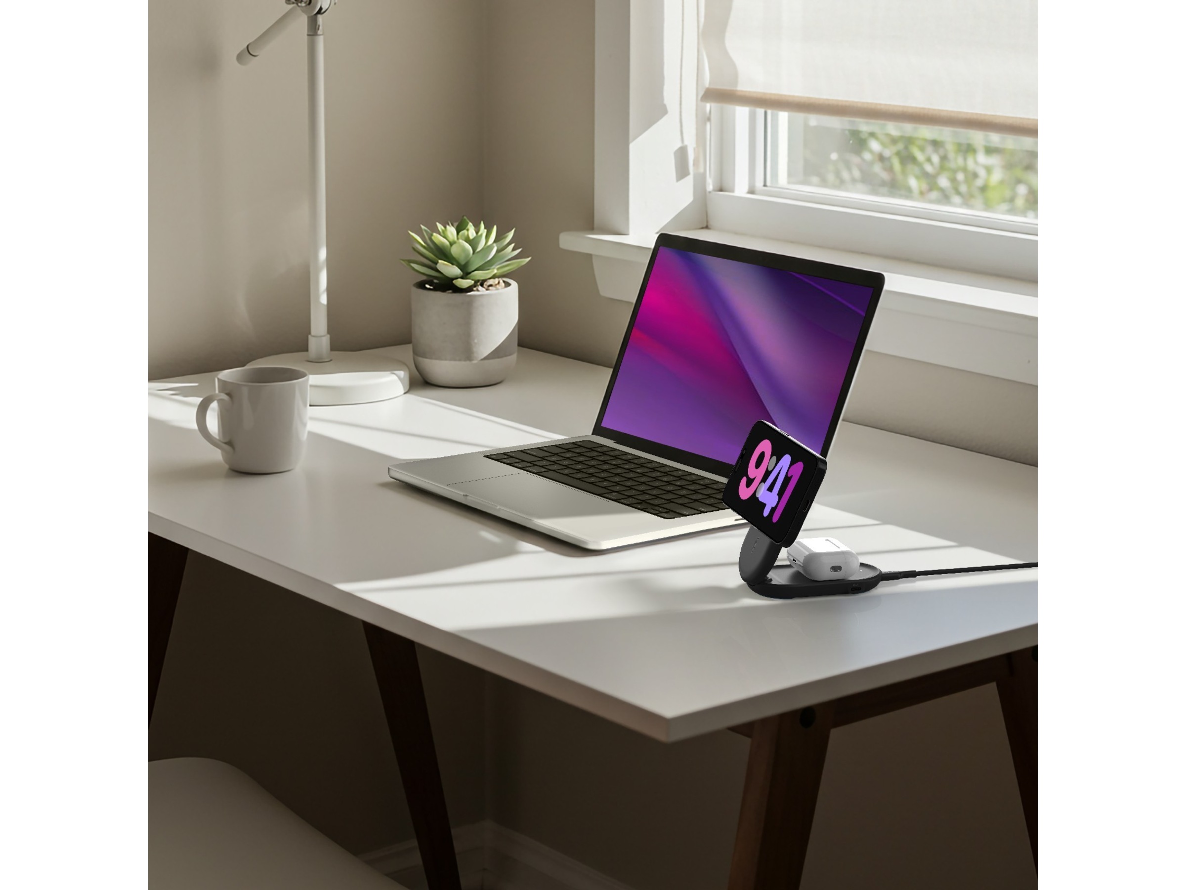 Belkin UltraCharge 2-i-1 Qi2 trådløs oplader (sort) Trådløs oplader