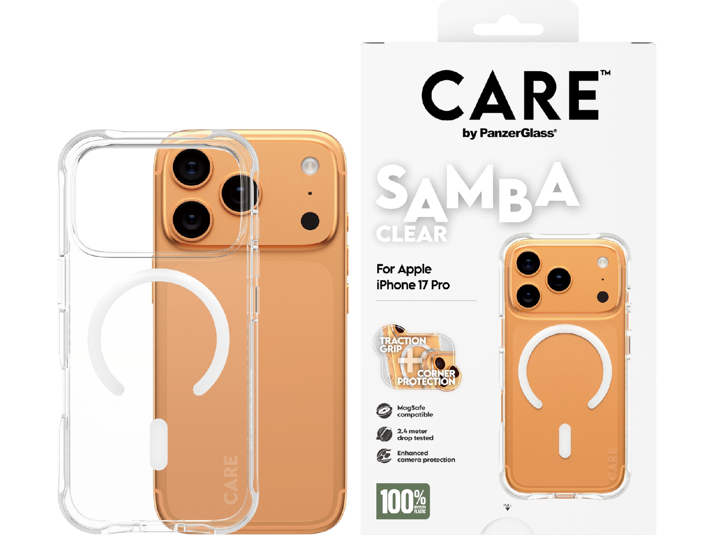 PanzerGlass CARE iPhone 17 Pro Samba Hardcase cover (gennemsigtig/hvid) Mobilcover