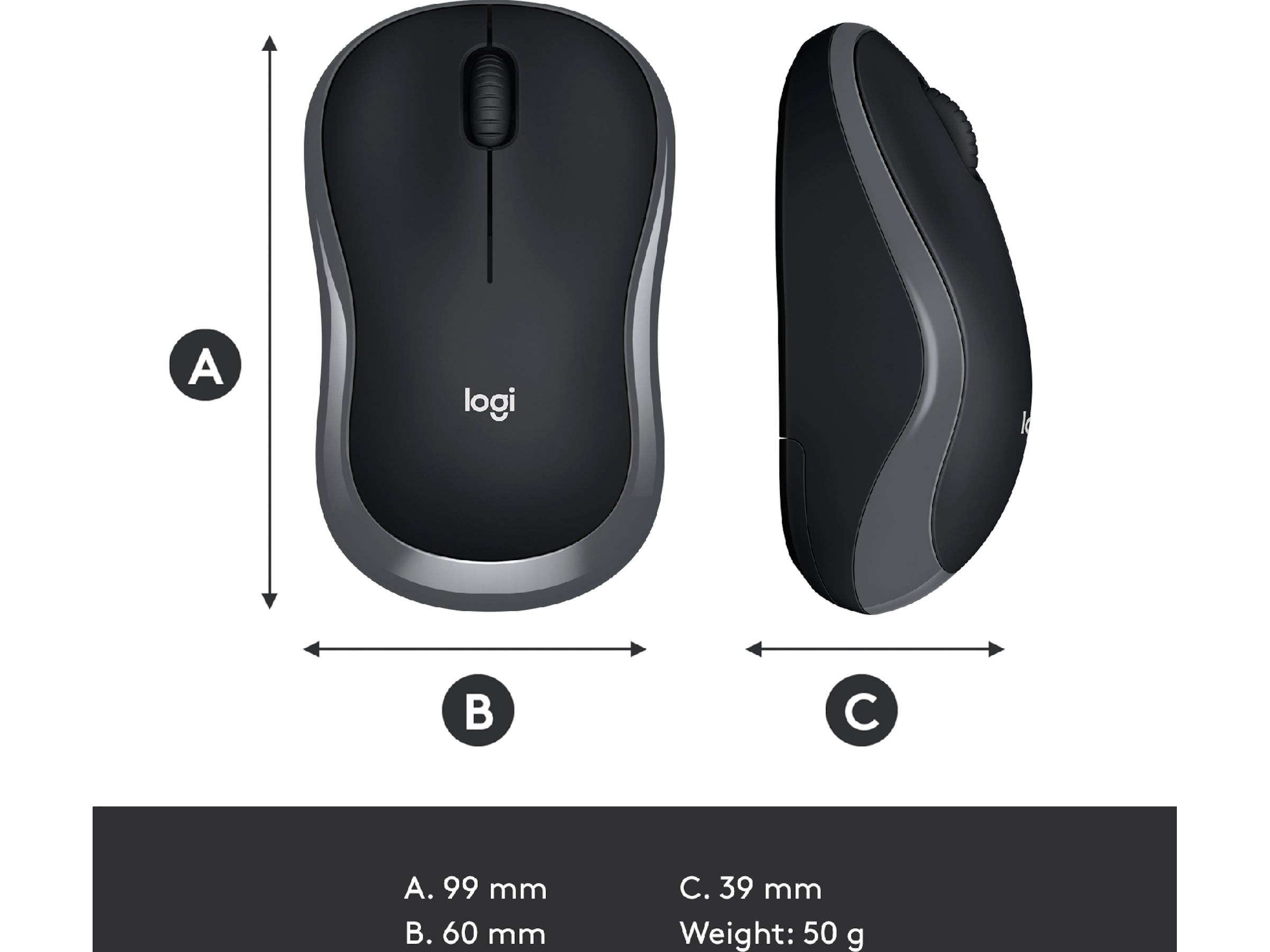 Logitech M185 Trådløs Mus Swift Grey Mus