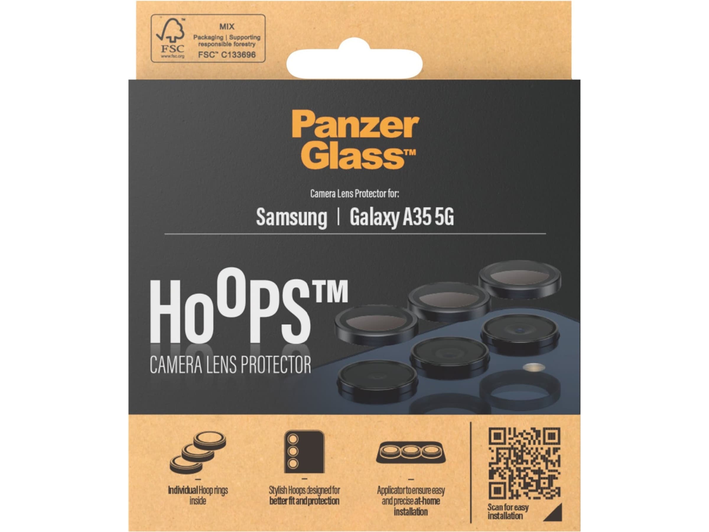 PanzerGlass Galaxy A34 Hoops Linsebeskytter (sort) Skærmbeskyttelse mobiltelefon