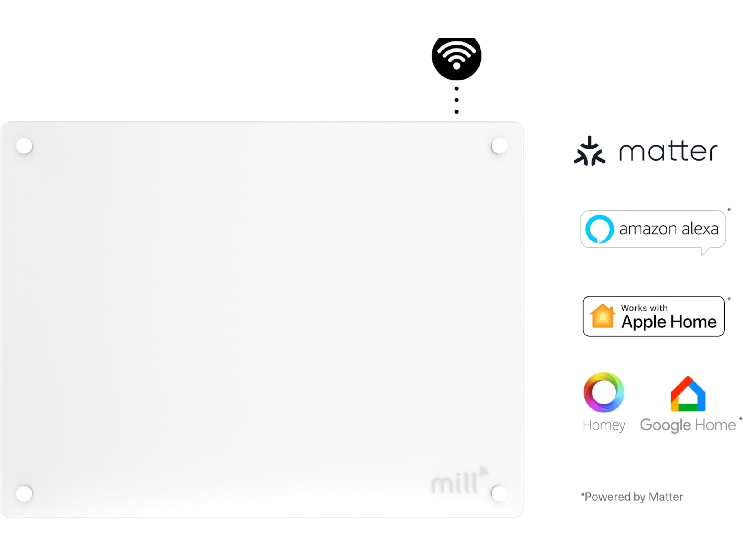 Mill Glas WiFi Gen 3 panelovn 400W  (hvid) Varmepaneler