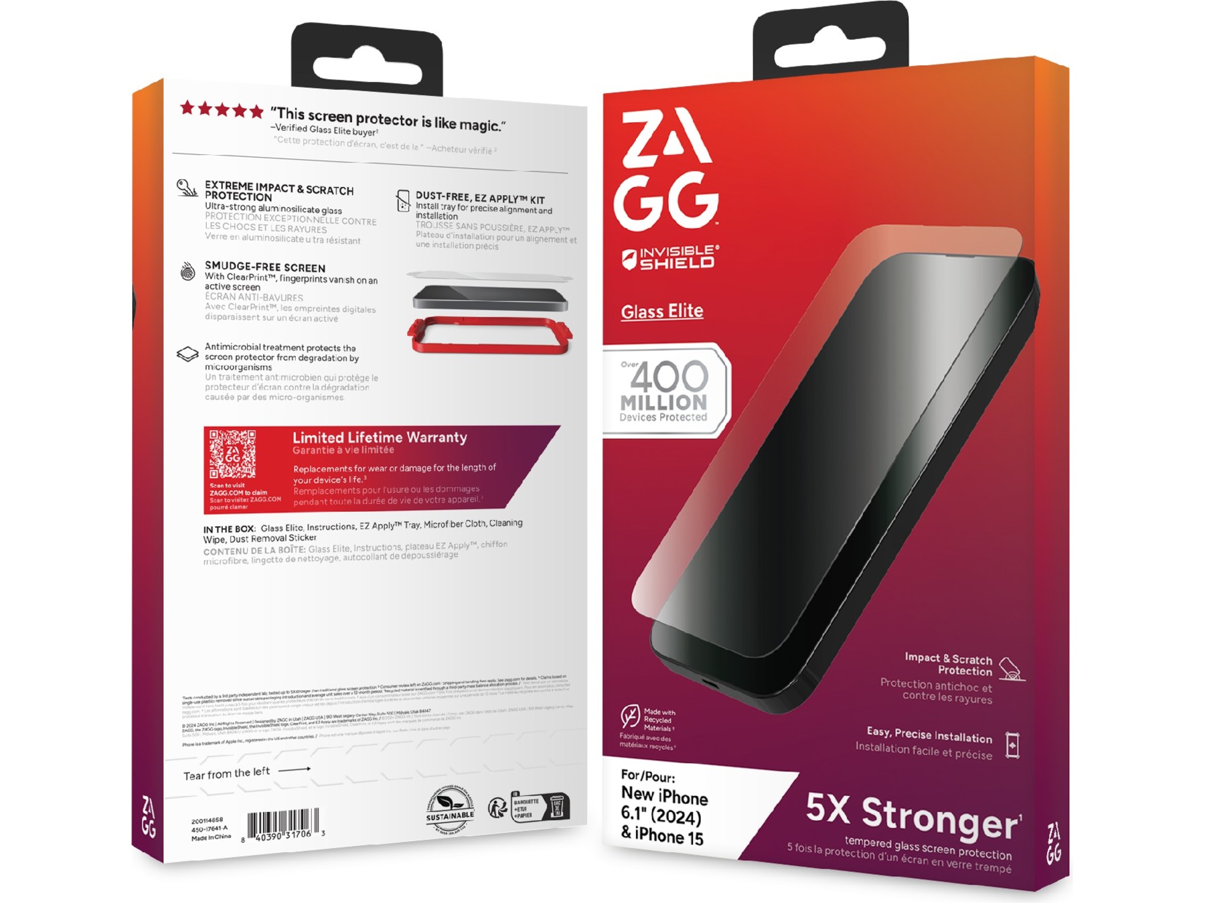 InvisibleShield Glass Elite iPhone 16/15 Skærmbeskytter Skærmbeskyttelse mobiltelefon