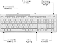 Logitech MK295 Silent Wireless Combo tastatur og mus (hvid) Mus & keyboards -kombinasjonspakker
