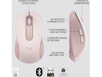 Logitech Signature M650 Medium  trådløs mus Pink Mus