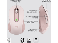 Logitech Signature M650 Large trådløs mus Pink Mus