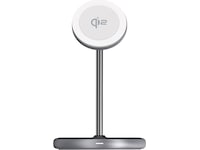 Andersson 2-i-1 Qi2 20W trådløs ladestation (sølv) Trådløs oplader