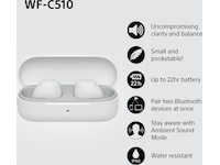 Sony WF-C510 Trådløse høretelefoner, Earbuds med mikrofon (hvid) In-ear høretelefoner