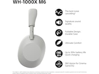 Sony WH-1000XM6 Trådløse høretelefoner, Over-Ear (sølv) Høretelefoner