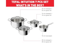 Tefal Intuition 7-delers grydesæt rustfrit stål B864S734 Tilbehør til komfurer, kogeplader og ovne
