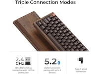 Keychron K2H-F1W-BO mekanisk tastatur 75% trådløst (valnød) Gamingkeyboard