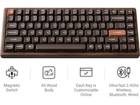 Keychron K2H-F1W-BO mekanisk tastatur 75% trådløst (valnød) Gamingkeyboard
