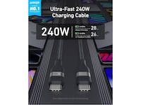 Anker 240W USB-C flettet kabel 0,3m (sort) USB-kabler