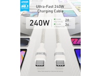 Anker 240W USB-C flettet kabel 1,8m (hvid) USB-kabler