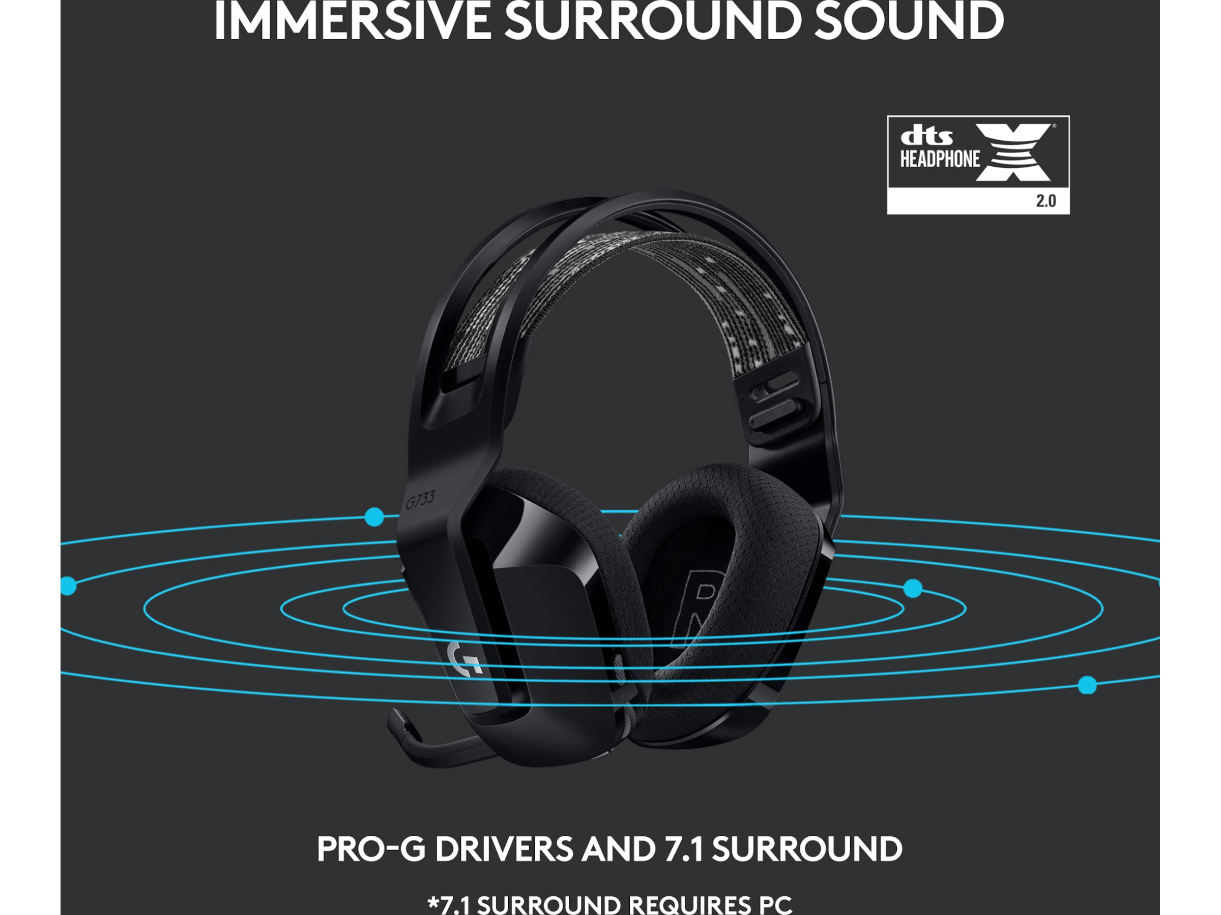 Logitech G733 LIGHTSPEED Trådløst Gaming Headset (sort) Gamingheadset