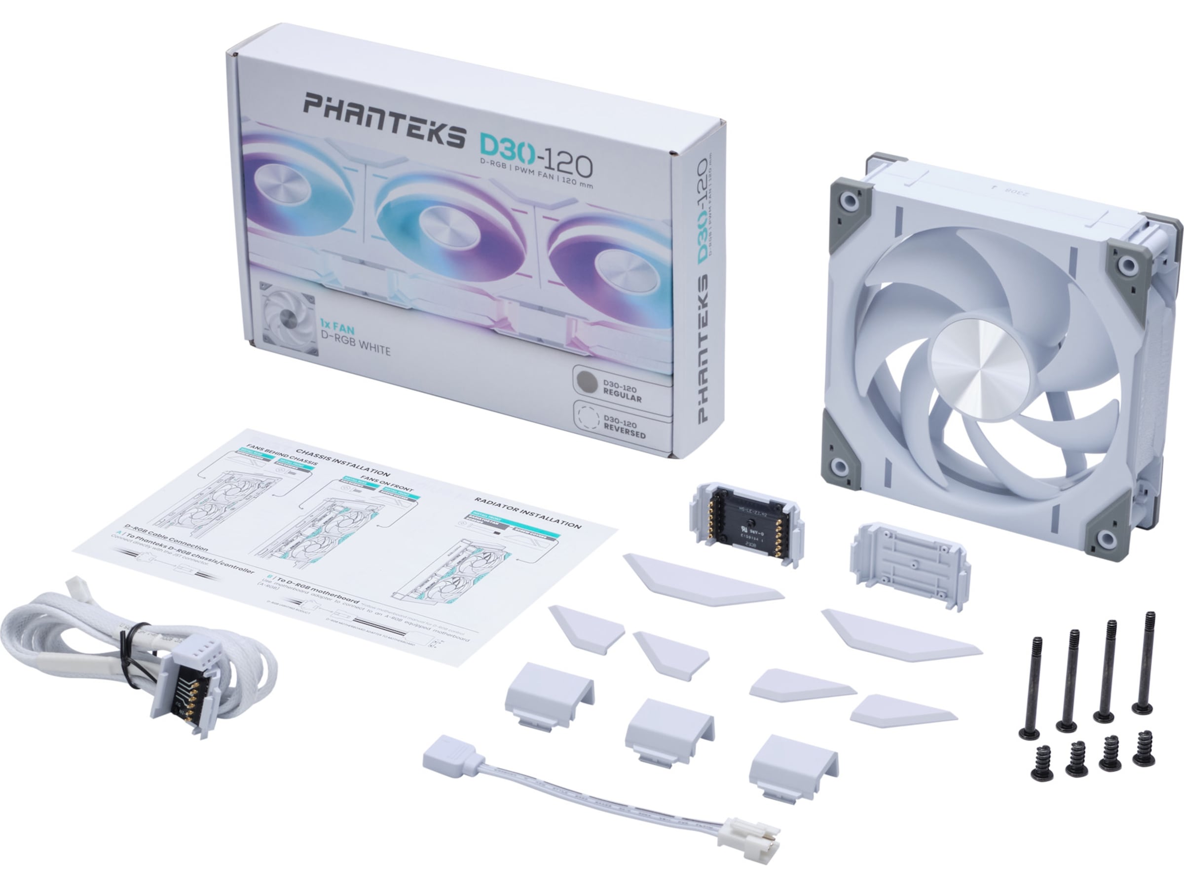 Phanteks D30 120mm PWM DRGB Ventilator (hvidt) Blæsere