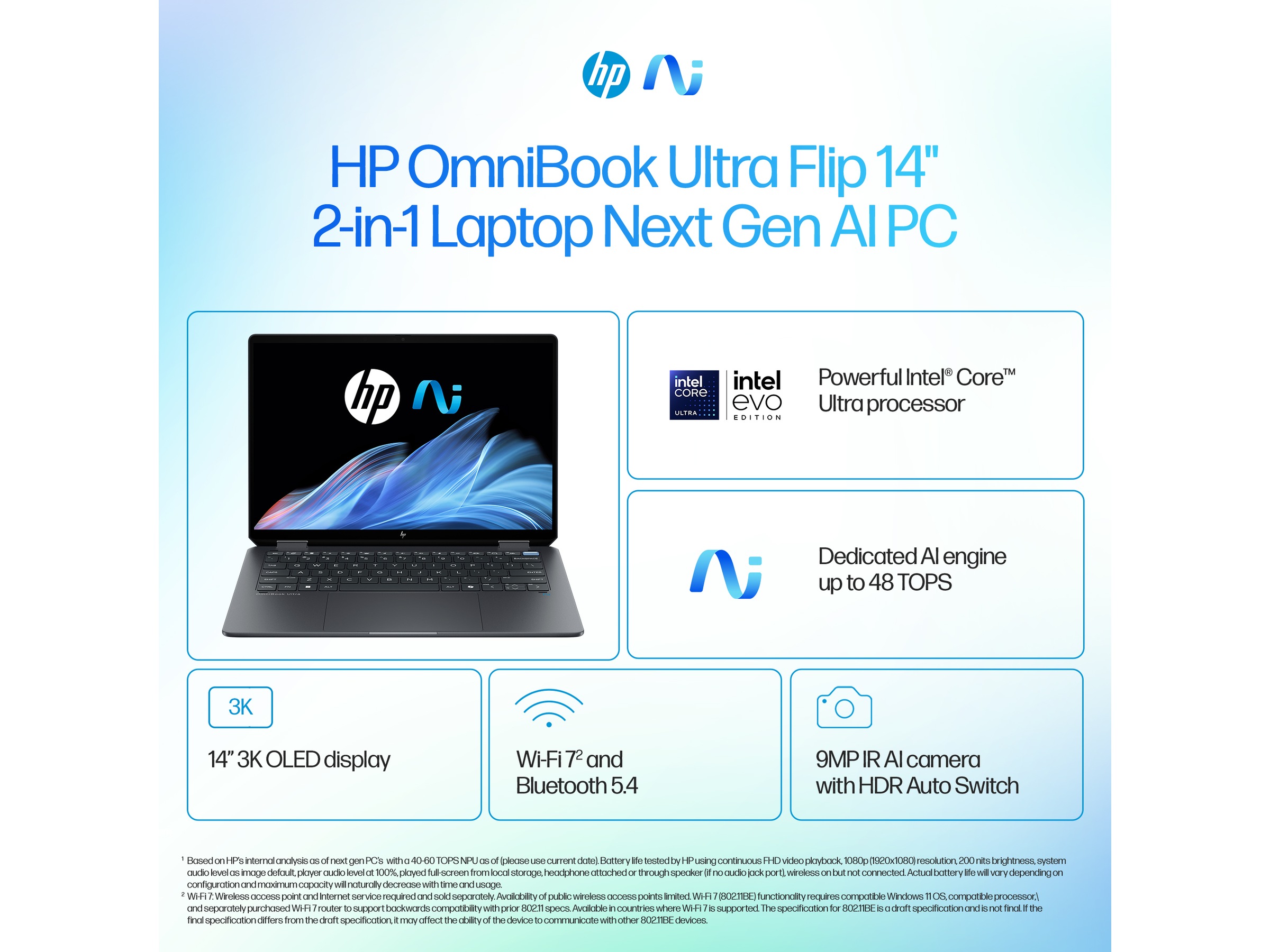 HP OmniBook Ultra Flip AI PC 14-fh0093no 14" 3K OLED Touch PC - Bærbar / laptop