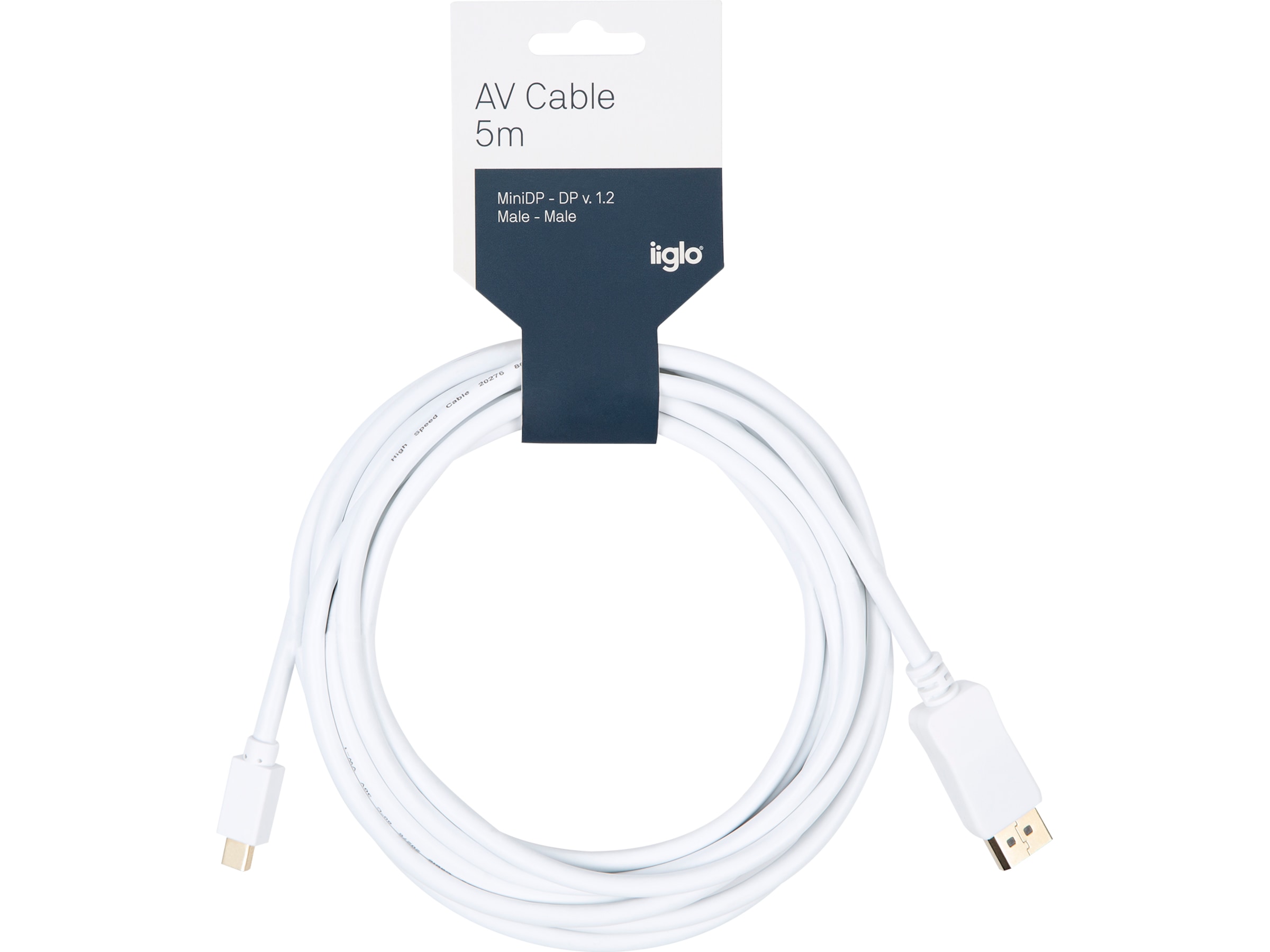 MiniDP til Displayport kabel 5m (hvid) Monitor