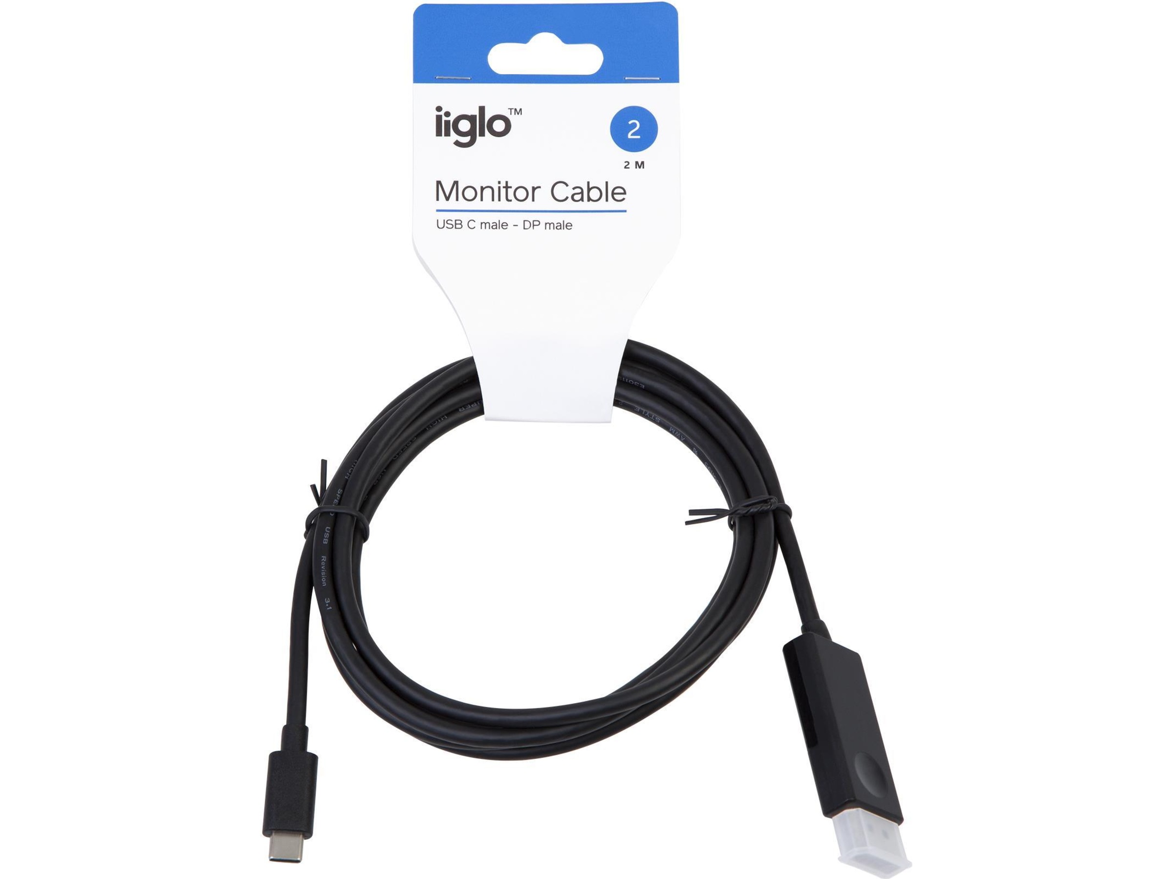 USB-C til Displayport kabel 2m (sort) Monitor