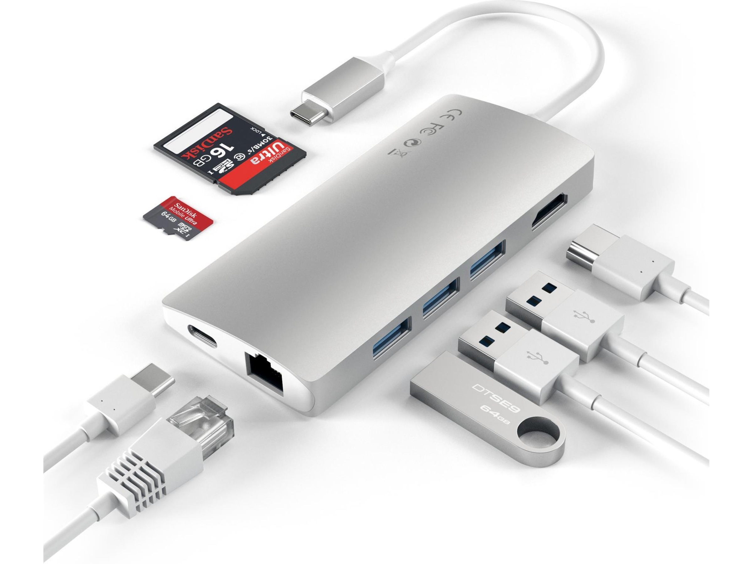Satechi MultiPort 4K Docking V2 (sølv) Dockingstation og USB-hub