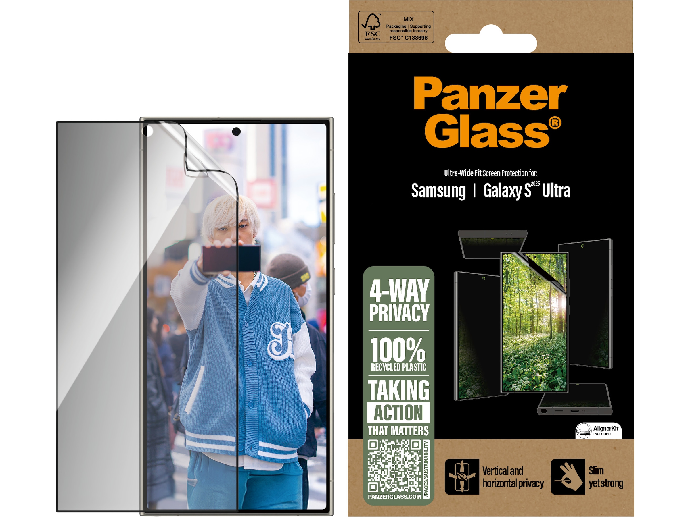 PanzerGlass Galaxy S25 Ultra ECO MATRIX 4-way Privacy Skærmbeskytter Skærmbeskyttelse mobiltelefon