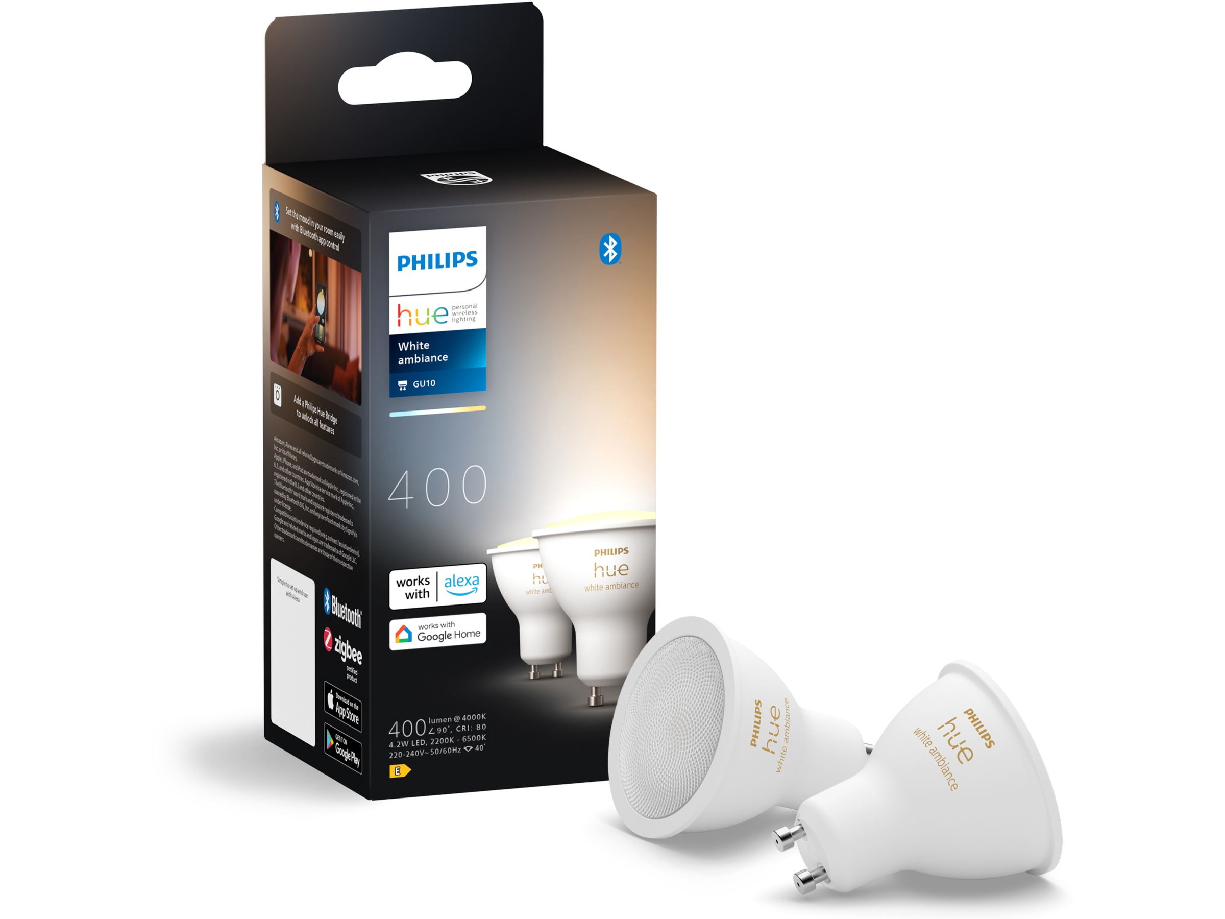 Philips Hue White Ambiance 4.2W GU10 2PK LED-pærer & elpærer