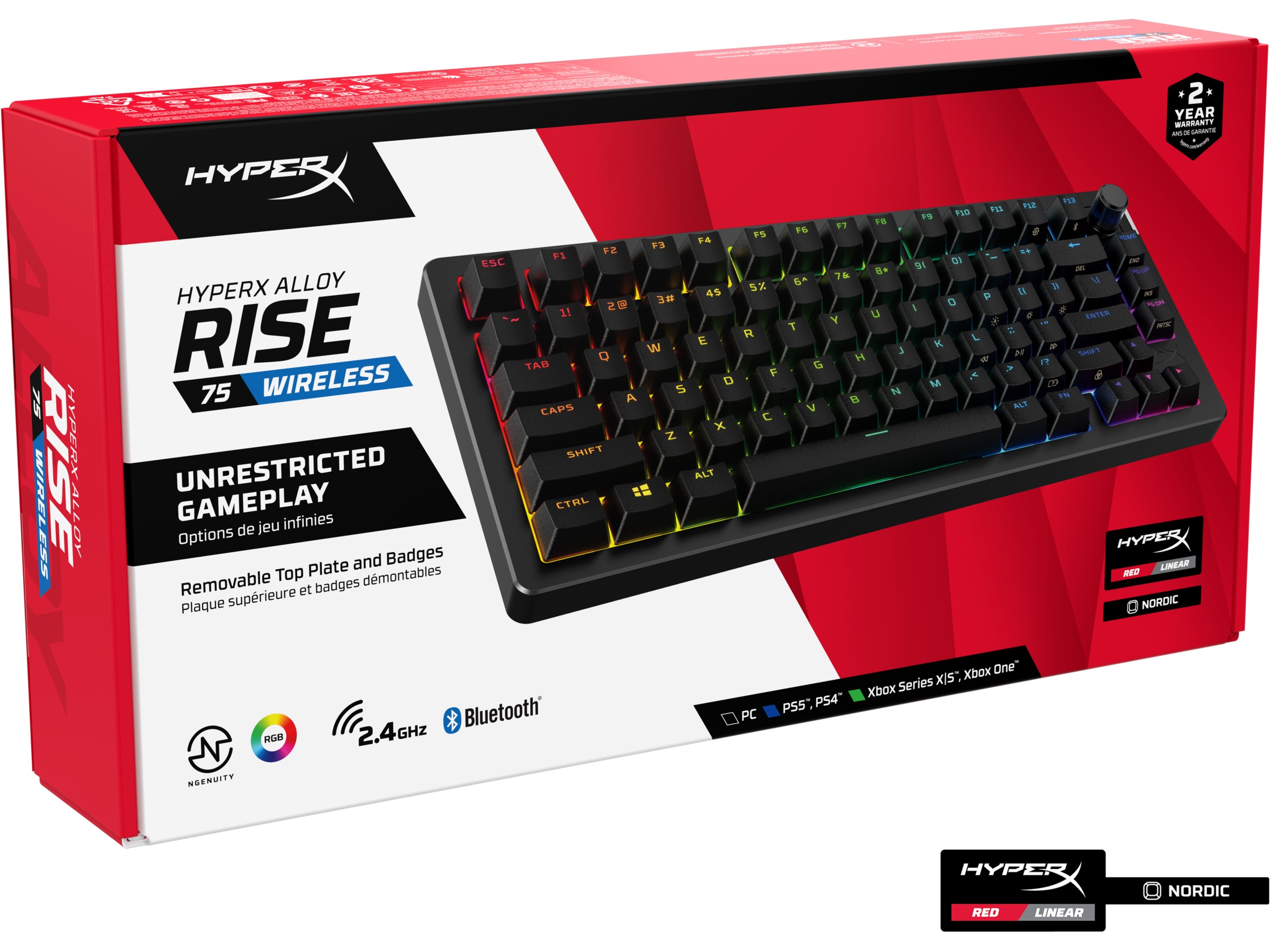 HyperX Alloy Rise 75 trådløst gamingtastatur (sort) Gamingkeyboard
