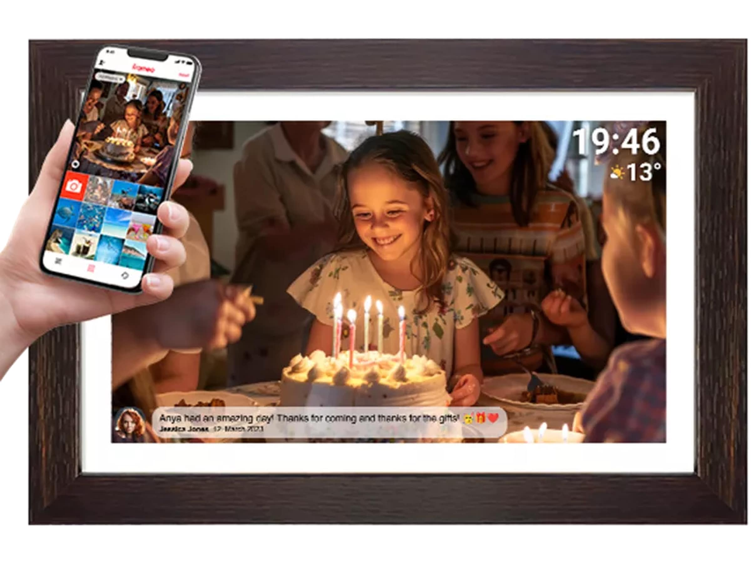 Denver PFF-1543DW 15,6" digital fotoramme (mørk eg) TV-rammer & tilbehør